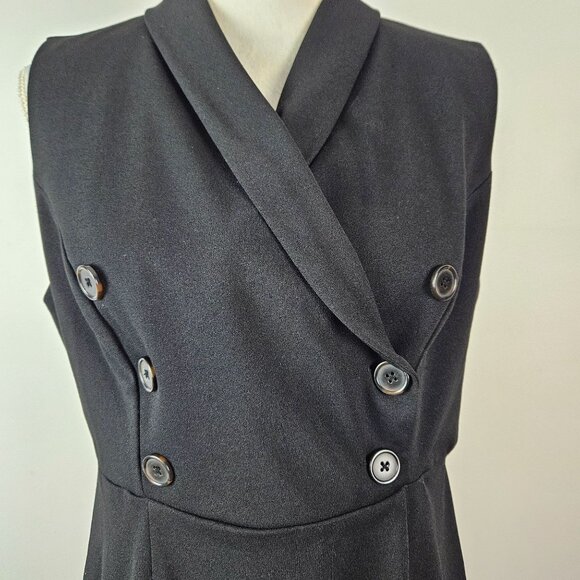 New York & Company Womens Sleeveless Black Button Dress Size Medium Party Work - Picture 4 of 9